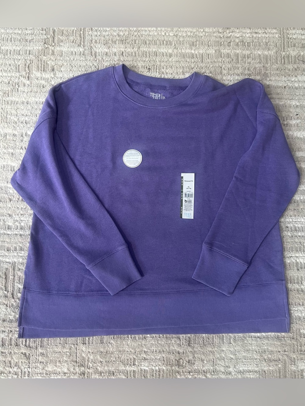 NWT Time and True Crewneck Pullover Purple Sz XL